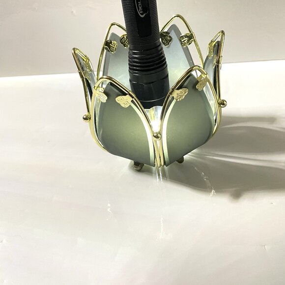 Vtg Lotus Flower Smoked Glass Matte Grey Lamp Shade Replacement Tulip Candle - Picture 8 of 8